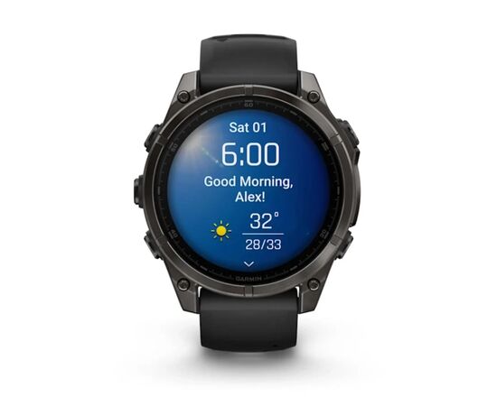 Смарт-часы Garmin fenix 8 47mm, AMOLED, Saph, CrbnGryTi/Blk, Blk/PebbleGryBnd, GPS (010-02904-21), изображение 2 Смарт-часы Garmin fenix 8 47mm, AMOLED, Saph, CrbnGryTi/Blk, Blk/PebbleGryBnd, GPS (010-02904-21), изображение 2