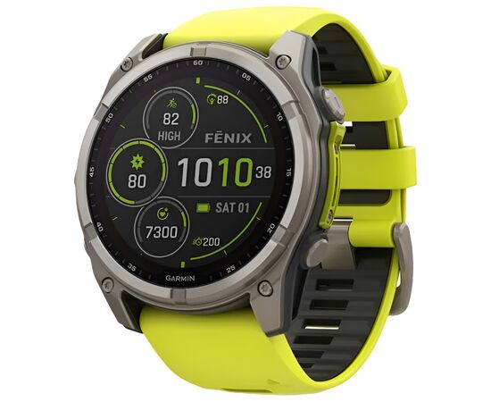Смарт-годинник Garmin fenix 8 51mm,Saph Solar, BareTi/Graphite,AmpYe/GrphBnd (010-02907-21)