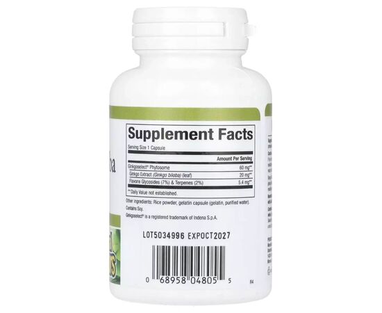 Витаминно-минеральный комплекс Natural Factors Гинкго Билоба, фитосомы, 60 мг, Ginkgo Biloba, Phytosome, 60 капсул (NFS-04805), изображение 2 Витаминно-минеральный комплекс Natural Factors Гинкго Билоба, фитосомы, 60 мг, Ginkgo Biloba, Phytosome, 60 капсул (NFS-04805), изображение 2