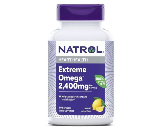 Витаминно-минеральный комплекс Natrol Омега-3, 2400 мг, вкус лимона, Extreme Omega, 60 капсул (NTL-04510)