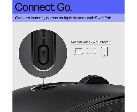 Мышка HP 690 Rechargeable Bluetooth Black (7M1D4AA), изображение 5 Мышка HP 690 Rechargeable Bluetooth Black (7M1D4AA), изображение 5