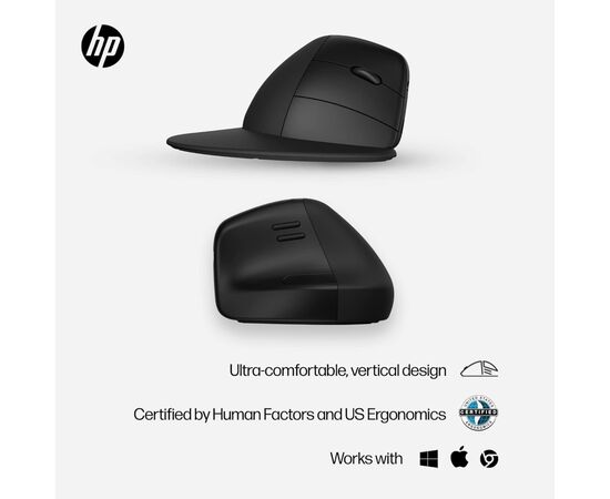 Мишка HP 920 Ergonomic Vertical Wireless/Bluetooth Black (6H1A4AA), зображення 3 Мишка HP 920 Ergonomic Vertical Wireless/Bluetooth Black (6H1A4AA), зображення 3