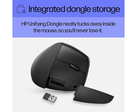 Мишка HP 920 Ergonomic Vertical Wireless/Bluetooth Black (6H1A4AA), зображення 6 Мишка HP 920 Ergonomic Vertical Wireless/Bluetooth Black (6H1A4AA), зображення 6