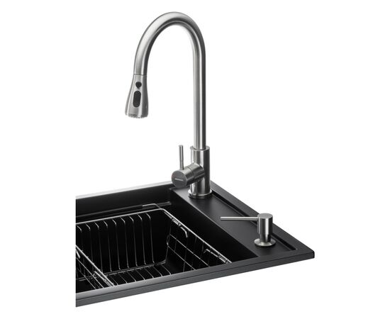 Мойка кухонная GRANADO Basic Estella black (+ змішувач Campo LUX inox + дозатор Redondo inox + кошик + (ksg0101), изображение 3 Мойка кухонная GRANADO Basic Estella black (+ змішувач Campo LUX inox + дозатор Redondo inox + кошик + (ksg0101), изображение 3