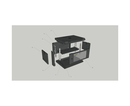 Шкаф настенный GEAR 12U 19'' 600x600x600 мм, + полка 19", black (GWMSN-12U-600-600), изображение 5 Шкаф настенный GEAR 12U 19'' 600x600x600 мм, + полка 19", black (GWMSN-12U-600-600), изображение 5