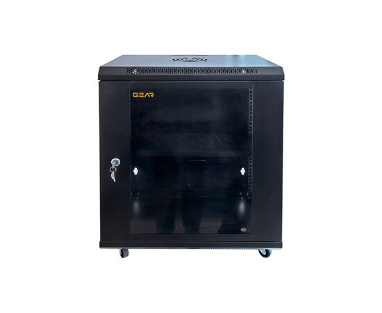 Шкаф настенный GEAR 12U 19'' 600x600x600 мм, + полка 19", black (GWMSN-12U-600-600)