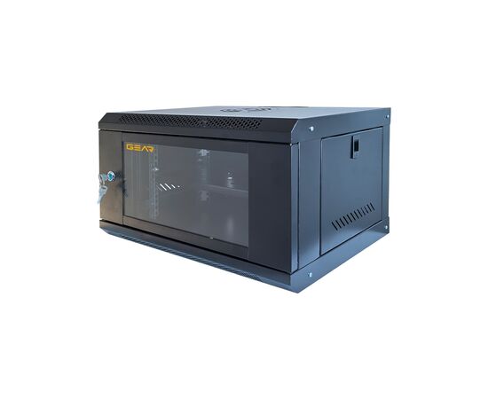 Шкаф настенный GEAR 6U 19'' 600x600x300 мм, + полка 19", black (GWMSN-6U-600-600)