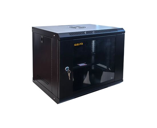 Шкаф настенный GEAR 9U 19'' 600x600x450 мм, + полка 19", black (GWMSN-9U-600-600), изображение 2 Шкаф настенный GEAR 9U 19'' 600x600x450 мм, + полка 19", black (GWMSN-9U-600-600), изображение 2