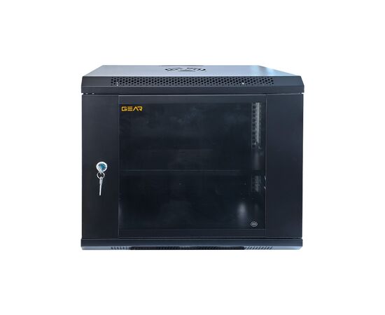 Шкаф настенный GEAR 9U 19'' 600x600x450 мм, + полка 19", black (GWMSN-9U-600-600)