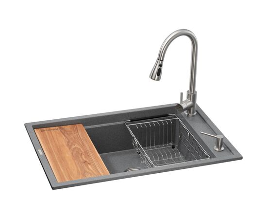 Мойка кухонная GRANADO Basic Artes grafito (+ змішувач Campo LUX inox + дозатор Redondo inox + кошик + (ksg1109)