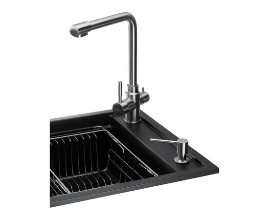 Мойка кухонная GRANADO Optimal Estella black (+ змішувач Badalona LUX inox + дозатор Redondo inox + коши (ksg0201), изображение 3