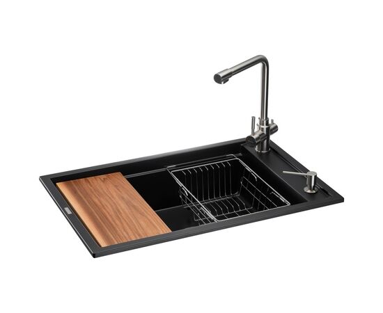 Мойка кухонная GRANADO Optimal Estella black (+ змішувач Badalona LUX inox + дозатор Redondo inox + коши (ksg0201)