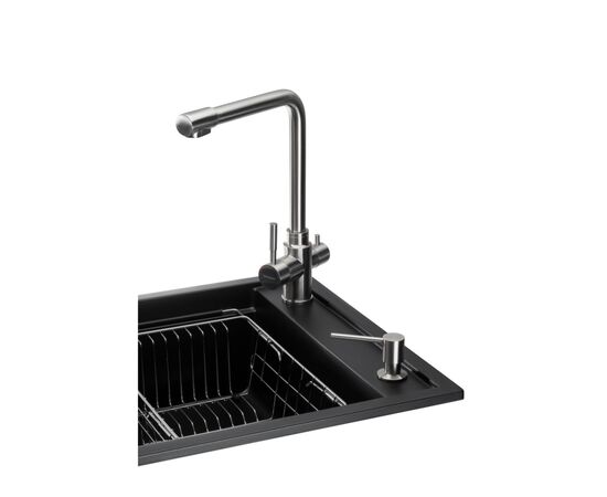 Мойка кухонная GRANADO Optimal Artes black shine (+ змішувач Badalona LUX inox + дозатор Redondo inox + ко (ksg1201), изображение 3 Мойка кухонная GRANADO Optimal Artes black shine (+ змішувач Badalona LUX inox + дозатор Redondo inox + ко (ksg1201), изображение 3
