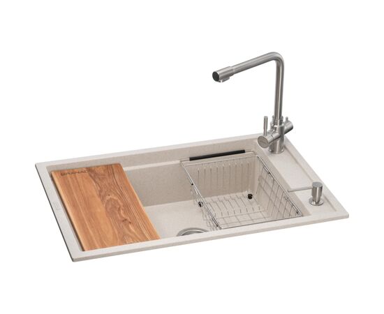 Мойка кухонная GRANADO Optimal Estella terra (+ змішувач Badalona LUX inox + дозатор Redondo inox + кошик+дошка) (ksg0203)