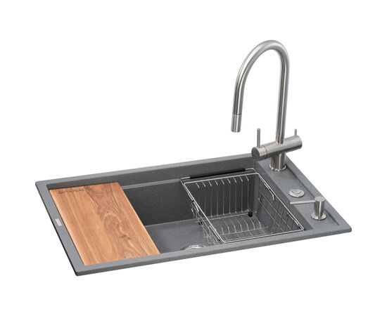 Мойка кухонная GRANADO Royal Estella grafito (+ подрібнювач Algar 1000 + змішувач Ferrol inox + дозатор Redondo inox + (ksg0309)