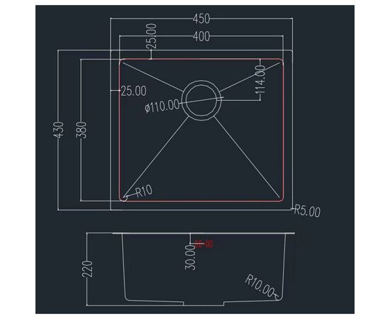 Мойка кухонная GRANADO Under top STEEL S201 black (GS08201B), изображение 7 Мойка кухонная GRANADO Under top STEEL S201 black (GS08201B), изображение 7
