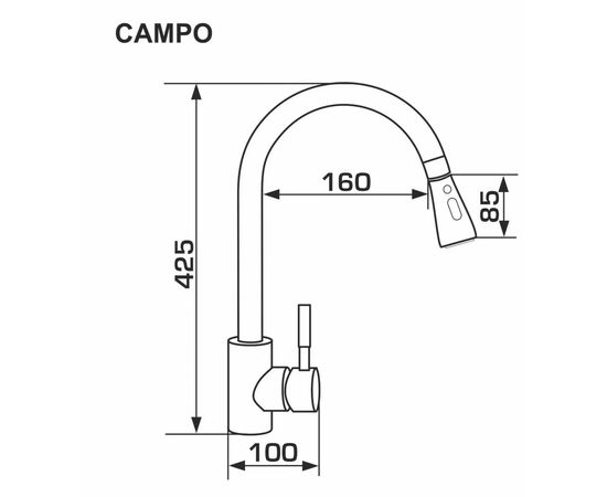 Смеситель GRANADO Campo LUX black shine (gz0501L), изображение 7