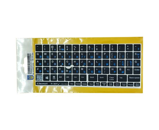Наклейка на клавіатуру BestKey непрозора чорна, 76, синій (BKU13BLU/013)