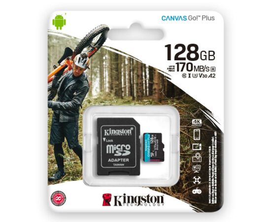 Карта памяти Kingston 128GB microSDXC class 10 UHS-I U3 A2 Canvas Go Plus (SDCG3/128GB), изображение 3 Карта памяти Kingston 128GB microSDXC class 10 UHS-I U3 A2 Canvas Go Plus (SDCG3/128GB), изображение 3