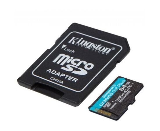 Карта памяти Kingston 64GB microSDXC class 10 UHS-I U3 A2 Canvas Go Plus (SDCG3/64GB), изображение 2 Карта памяти Kingston 64GB microSDXC class 10 UHS-I U3 A2 Canvas Go Plus (SDCG3/64GB), изображение 2