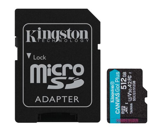 Карта пам'яті Kingston 512GB microSDXC class 10 UHS-I U3 A2 Canvas Go Plus (SDCG3/512GB)