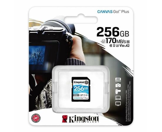 Карта памяти Kingston 256GB SDXC class 10 UHS-I U3 Canvas Go Plus (SDG3/256GB), изображение 3 Карта памяти Kingston 256GB SDXC class 10 UHS-I U3 Canvas Go Plus (SDG3/256GB), изображение 3