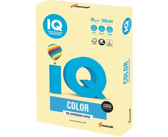 Бумага Mondi IQ color А4 pastel, 80g 500sheets, Yellow (YE23/A4/80/IQ)