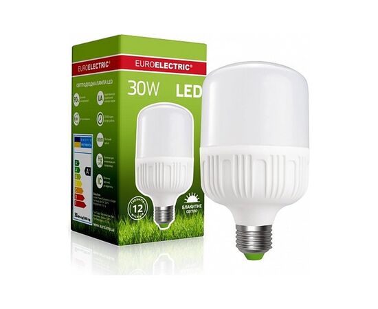 Лампочка EUROELECTRIC Plastic 30W E27 6500K 220V (LED-HP-30276(P)), зображення 2 Лампочка EUROELECTRIC Plastic 30W E27 6500K 220V (LED-HP-30276(P)), зображення 2
