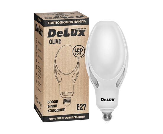 Лампочка Delux OLIVE 60w E27 6000K (90011620), изображение 2 Лампочка Delux OLIVE 60w E27 6000K (90011620), изображение 2