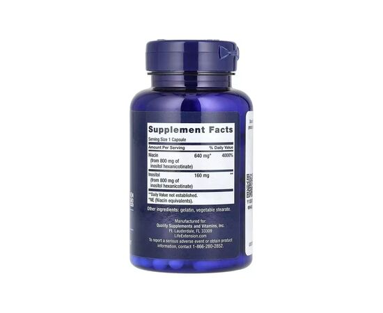 Витаминно-минеральный комплекс Life Extension Ниацин, Витамин В3, 640 мг, No Flush Niacin, 100 капсул (LEX-37310), изображение 2 Витаминно-минеральный комплекс Life Extension Ниацин, Витамин В3, 640 мг, No Flush Niacin, 100 капсул (LEX-37310), изображение 2