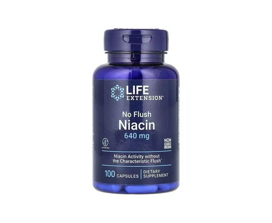 Витаминно-минеральный комплекс Life Extension Ниацин, Витамин В3, 640 мг, No Flush Niacin, 100 капсул (LEX-37310)