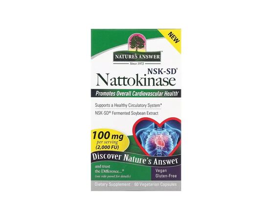 Вітамінно-мінеральний комплекс Nature's Answer Наттокіназа, 100 мг, Nattokinase, 60 вегетаріанських капсул (NTA-16575)