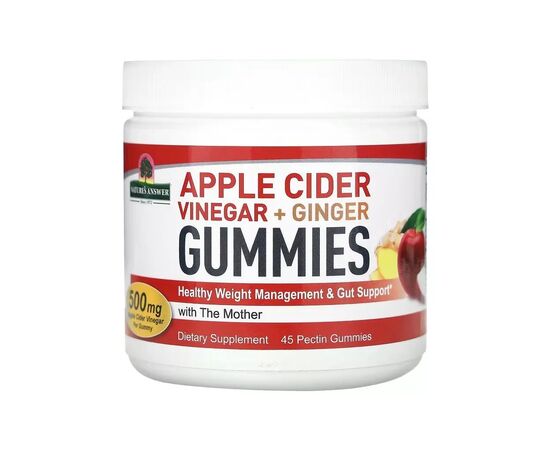 Вітамінно-мінеральний комплекс Nature's Answer Яблучний оцет з імбиром, 500 мг, Apple Cider Vinegar+Ginger Gummies with The (NTA-26288)