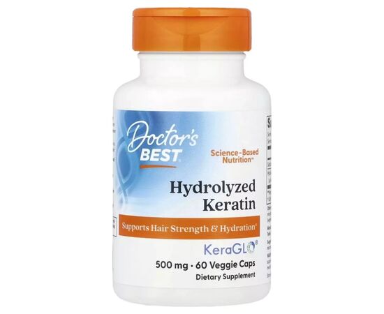 Вітамінно-мінеральний комплекс Doctor's Best Гідролізований кератин, 500 мг, Hydrolyzed Keratin, 60 вегетаріа (DRB-00545)
