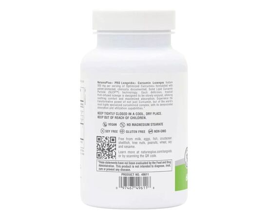Витаминно-минеральный комплекс Natures Plus Куркумин, 500 мг, Pro Longvida Curcumin, 60 леденцов (NTP49611), изображение 3 Витаминно-минеральный комплекс Natures Plus Куркумин, 500 мг, Pro Longvida Curcumin, 60 леденцов (NTP49611), изображение 3