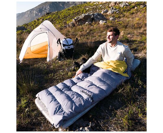 Спальный мешок Naturehike CW400 NH18C400-D, p-р L, жовто-сірий (6976507666848), изображение 2 Спальный мешок Naturehike CW400 NH18C400-D, p-р L, жовто-сірий (6976507666848), изображение 2