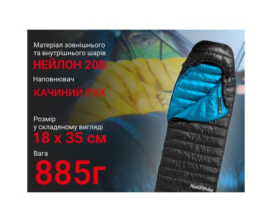 Спальный мешок Naturehike CW400 NH18C400-D, p-р L, чорно-блакитний (6976507666831), изображение 11 Спальный мешок Naturehike CW400 NH18C400-D, p-р L, чорно-блакитний (6976507666831), изображение 11