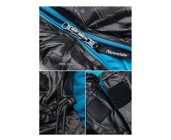 Спальный мешок Naturehike CW400 NH18C400-D, p-р L, чорно-блакитний (6976507666831), изображение 5 Спальный мешок Naturehike CW400 NH18C400-D, p-р L, чорно-блакитний (6976507666831), изображение 5