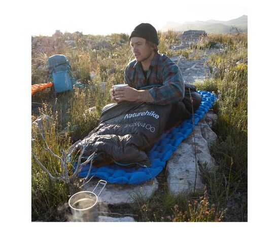 Спальный мешок Naturehike CW400 NH18C400-D, p-р L, чорно-блакитний (6976507666831), изображение 7 Спальный мешок Naturehike CW400 NH18C400-D, p-р L, чорно-блакитний (6976507666831), изображение 7