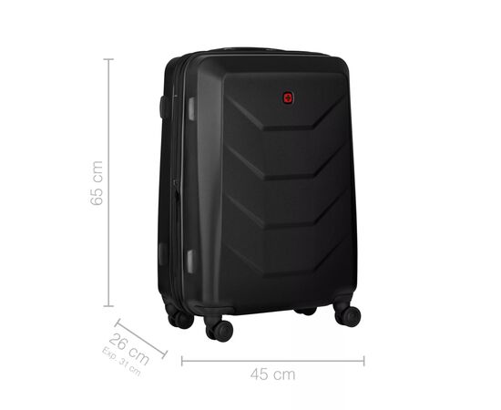 Чемодан Wenger Prymo, середня, пластик, 4 колеса, чорна (612537), изображение 3 Чемодан Wenger Prymo, середня, пластик, 4 колеса, чорна (612537), изображение 3