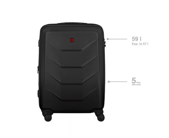 Чемодан Wenger Prymo, середня, пластик, 4 колеса, чорна (612537), изображение 4 Чемодан Wenger Prymo, середня, пластик, 4 колеса, чорна (612537), изображение 4