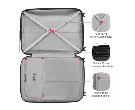 Чемодан Wenger Prymo, середня, пластик, 4 колеса, чорна (612537), изображение 6 Чемодан Wenger Prymo, середня, пластик, 4 колеса, чорна (612537), изображение 6