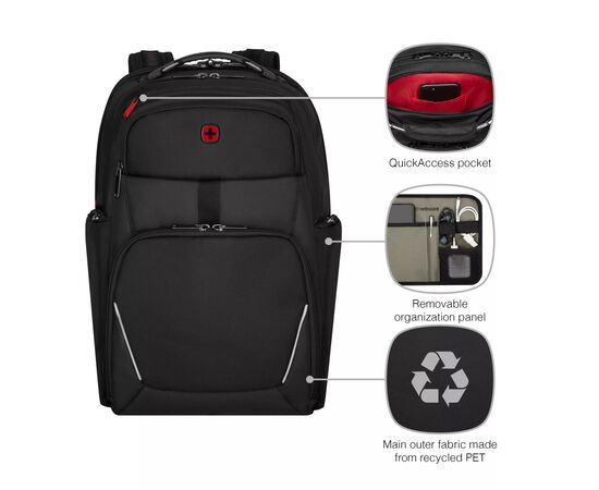 Рюкзак для ноутбука Wenger 17" New Icons, Meteor, Black (653188), изображение 4 Рюкзак для ноутбука Wenger 17" New Icons, Meteor, Black (653188), изображение 4
