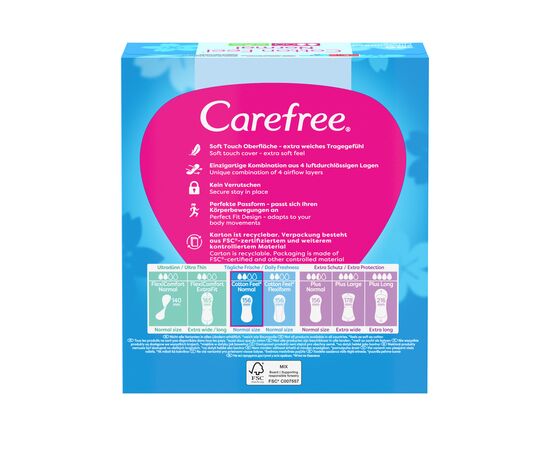 Ежедневные прокладки Carefree Мягкость хлопка с Алоэ 56 шт. (3574661486307), изображение 2 Ежедневные прокладки Carefree Мягкость хлопка с Алоэ 56 шт. (3574661486307), изображение 2