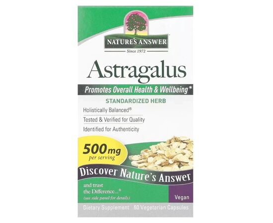 Травы Nature's Answer Астрагал, 500 мг, Astragalus, 60 вегетарианских капсул (NTA-16359)