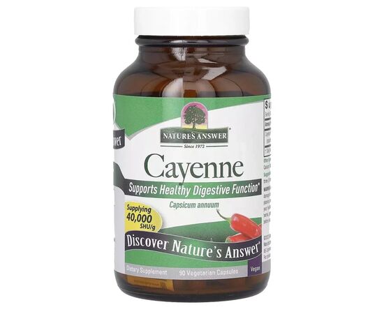 Травы Nature's Answer Кайенский перец, Cayenne, 90 вегетарианских капсул (NTA-16150), изображение 3 Травы Nature's Answer Кайенский перец, Cayenne, 90 вегетарианских капсул (NTA-16150), изображение 3