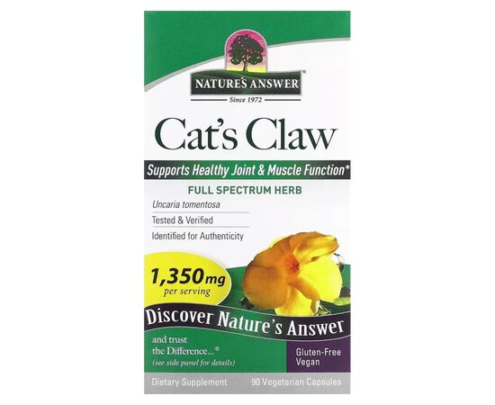 Травы Nature's Answer Кошачий коготь, 1350 мг, Cat''s Claw, 90 вегетарианских капсул (NTA-16146)
