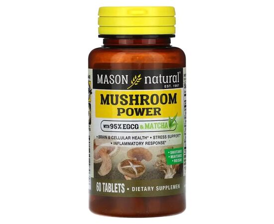 Травы Mason Natural Грибы для Здоровья мозга и клеток, Mushroom Power, 60 таблеток (MAV-18465), изображение 3 Травы Mason Natural Грибы для Здоровья мозга и клеток, Mushroom Power, 60 таблеток (MAV-18465), изображение 3