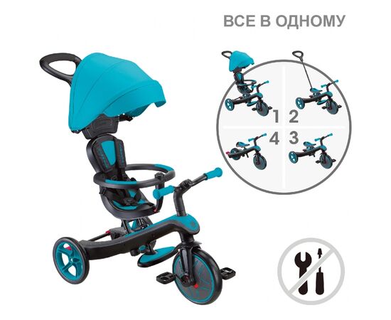 Детский велосипед Globber Explorer Trike 4 в 1, бирюзовый (634-105), изображение 9 Детский велосипед Globber Explorer Trike 4 в 1, бирюзовый (634-105), изображение 9