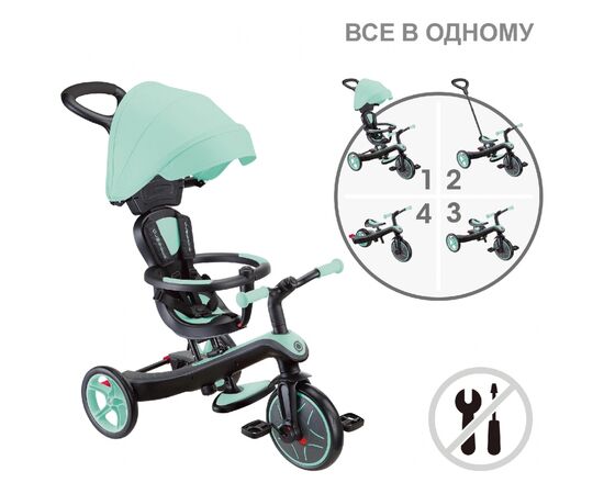 Детский велосипед Globber Explorer Trike 4 в 1, мятный (634-206), изображение 9 Детский велосипед Globber Explorer Trike 4 в 1, мятный (634-206), изображение 9